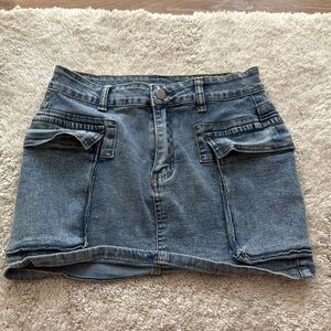 cargo jean mini skirt